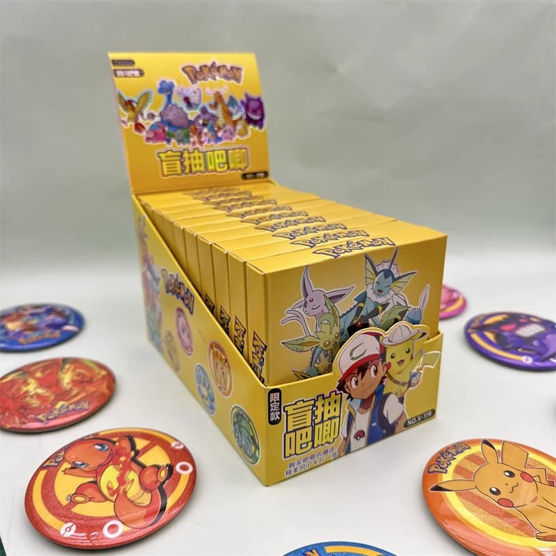 Pokémon peripheral blind draw badge 75MM Pokémon two-dimensional blind box colorful silver onions and millet wholesale