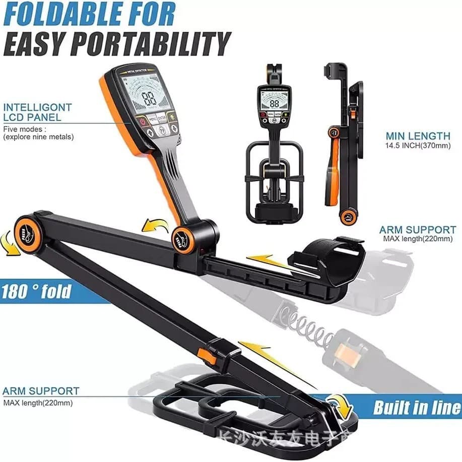 Cross-border TX640 Metal Detector Foldable Gold Silver Copper Aluminum Underground Metal Detector Treasure Hunting