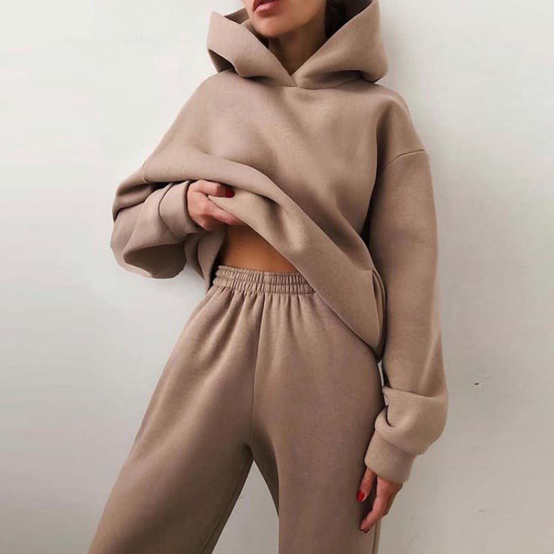 Autumn/Winter Amazon 2023 European and American Women's Casual Fashion Thickened Long-Sleeve Hoodie and Pants Two-Piece Set