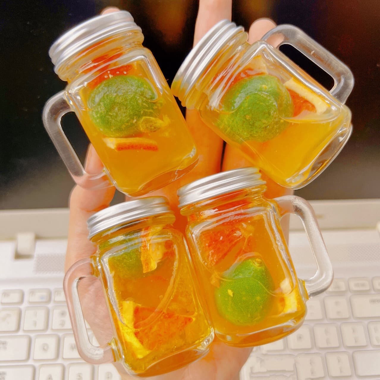 Mini mason jar, spirit cup, small jar, fruit infusion bottle, espresso takeaway, glass bottle, jam jar