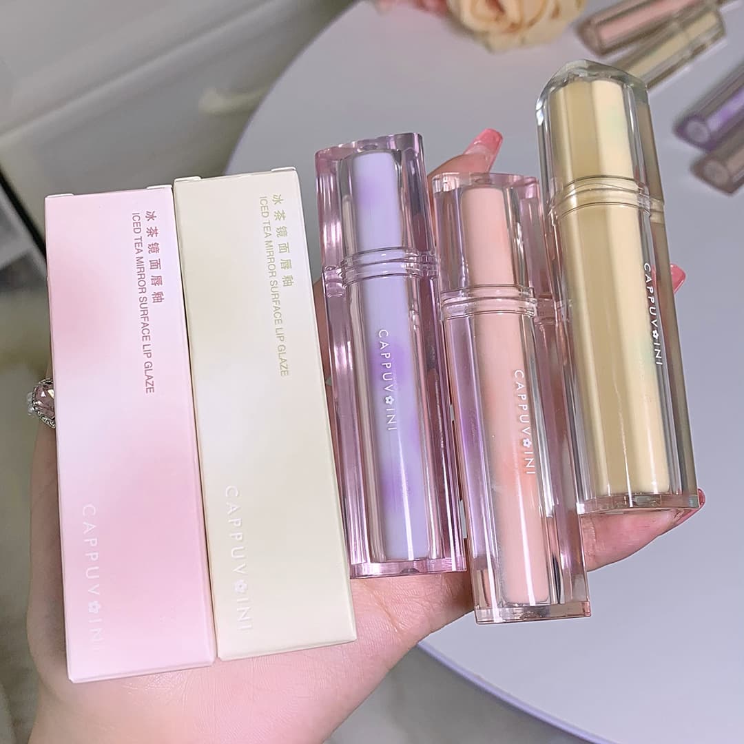 Shake Tone Makeup Cappuvini Iced Tea Mirror Water Gloss Lip Glaze Long-Lasting Easy Color Glass Jelly Lip Glaze Wholesale