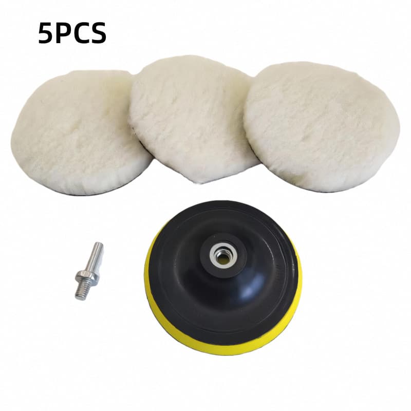 Cross-border special supply of imitation wool polishing disc 5-piece set 567-inch car beauty polishing wheel self-adhesive wool fiber disc