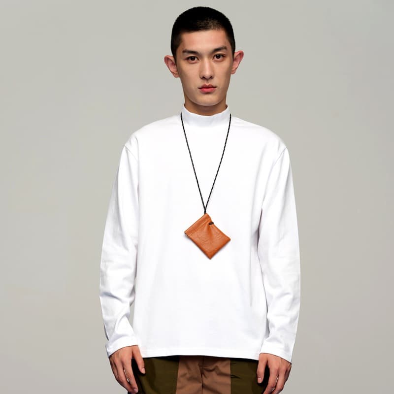 Pure Cotton Long Sleeve T-Shirt Collared Base Layer White Heavyweight Casual Youth Autumn Winter Cotton Tee Men Women Students