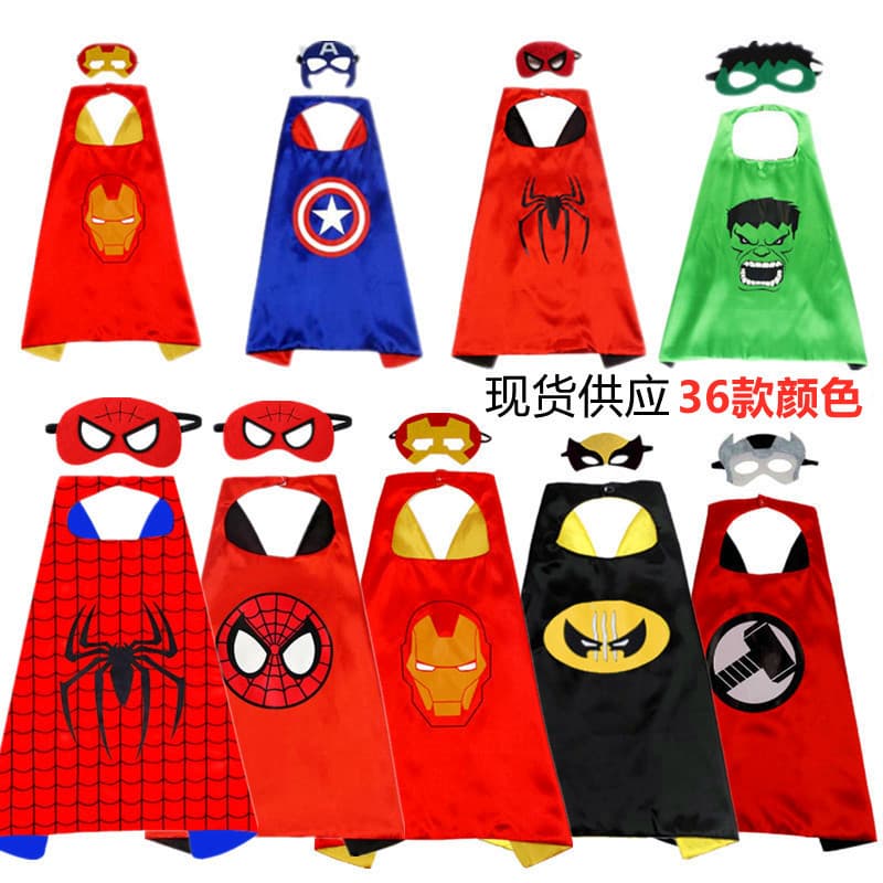 Children's role-playing cape costume, cartoon cape, superhero mask, printed cloak, Halloween costume
