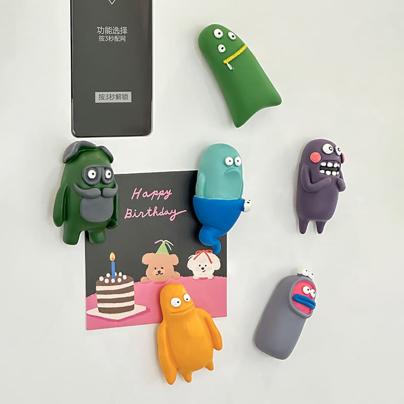 Cute Cartoon Monster League Refrigerator Magnet Sausage Monster Soft Magnetic Text Decorative Sticker Magnet Sticker Magnet