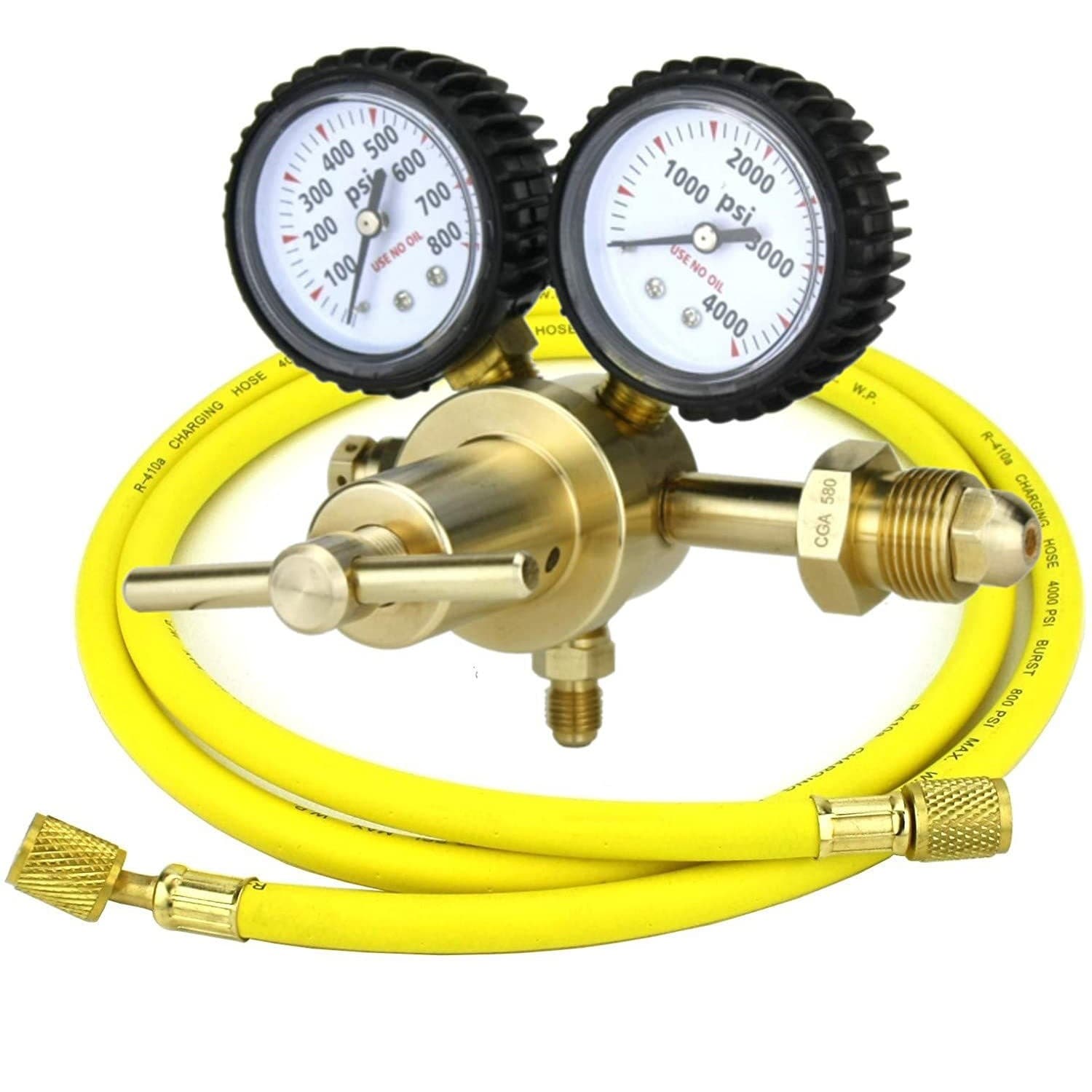 All-copper foreign trade high-pressure nitrogen pressure reducer American CGA580 high-pressure nitrogen pressure reducing valve with 1.5 meter leather pipe