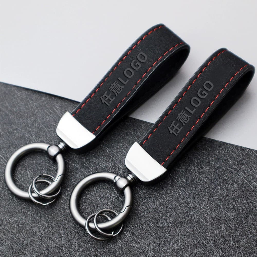 Cross-border Hot Selling Black Suede Keychain Car Premium Logo Pendant Motorcycle Electric Vehicle Key Accessory
