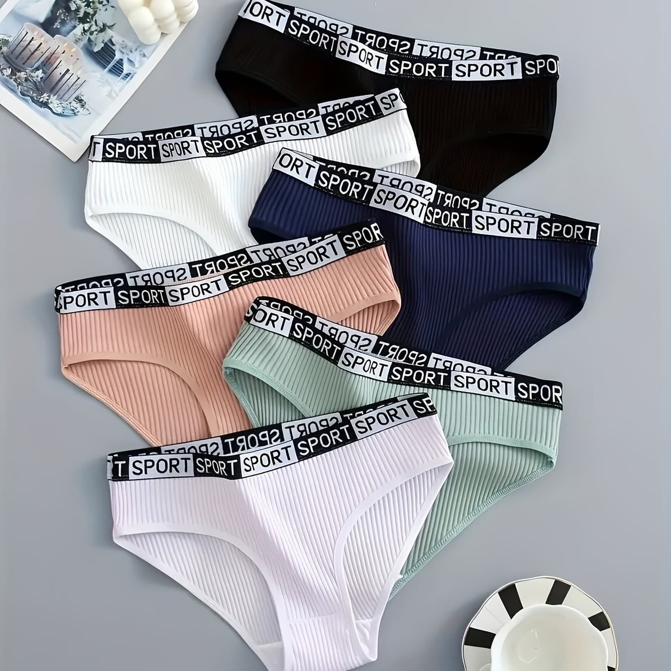 New Arrival Plus Size Cotton Ribbed Women's Triangle Panties Solid Color Sexy Mid-Waist Butt-Lifting Breathable Double-Layer Gusset Girl Underwear