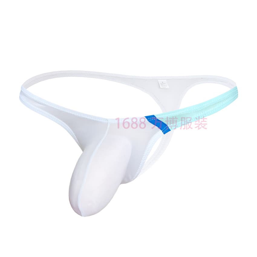 (Factory) New ice silk men's low-waisted thong color-blocked sexy translucent men's underwear Q001