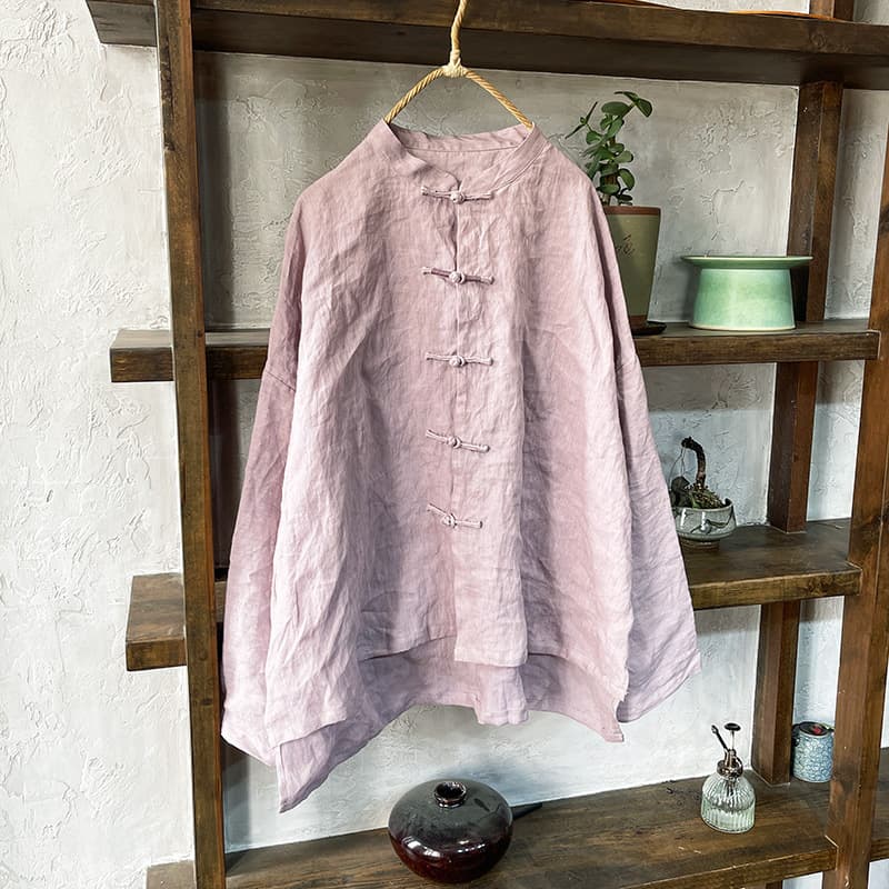 212 Ramie Chinese Retro National Style Top Blouse Women's Original Cotton Linen Artistic Shirt