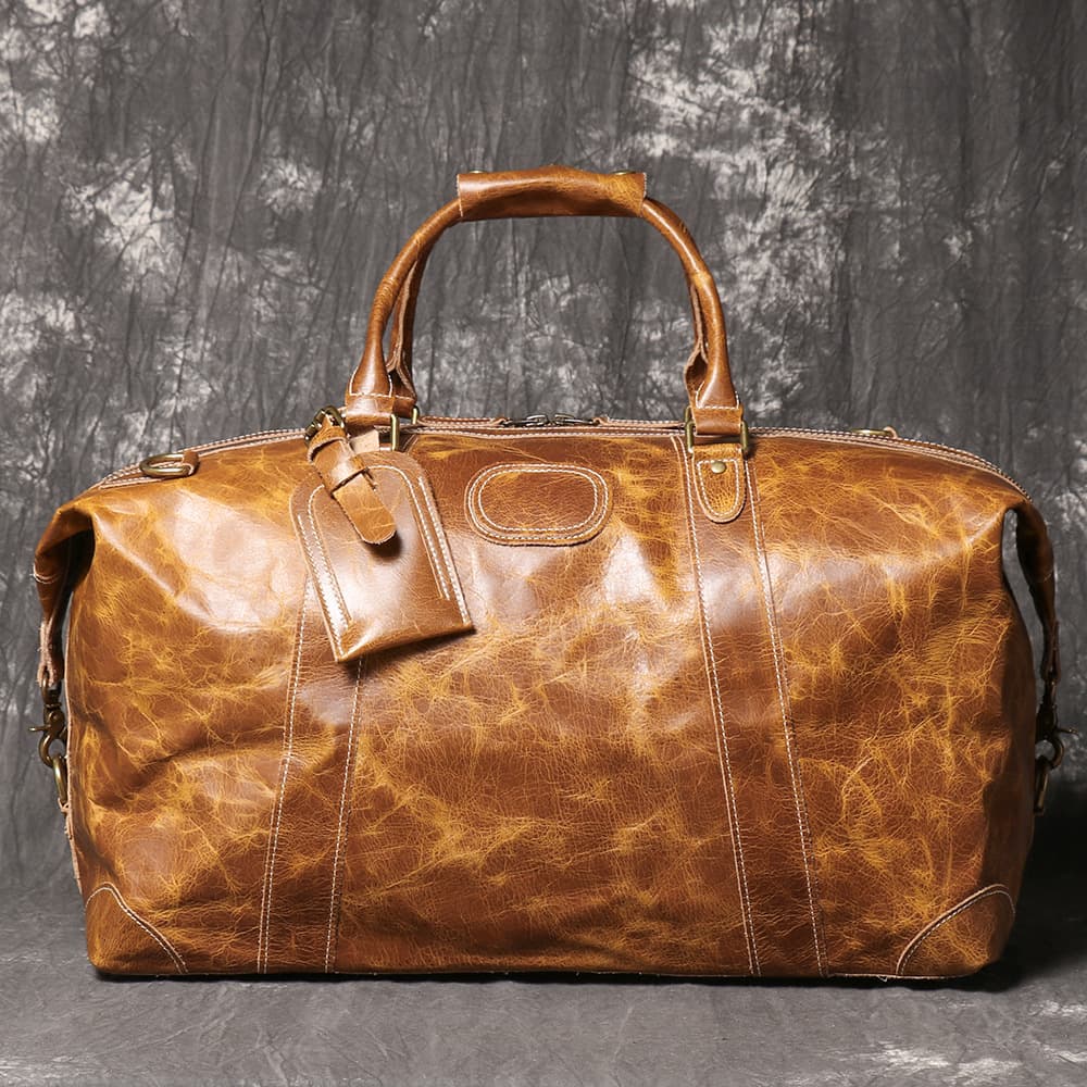 Vintage Men's Genuine Leather Travel Bag Top Layer Cowhide Business Trip Luggage Large Capacity Shoulder Crossbody Gym Bag