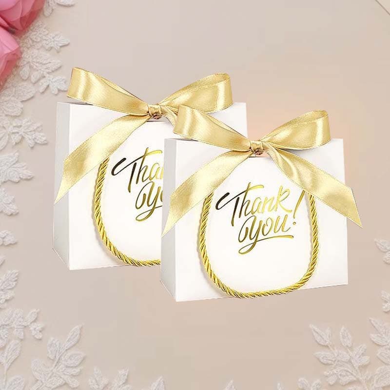 Cross-border Thank You Tote Bag Holiday Gift Box Souvenir Box Creative Fresh White Wedding Candy Box
