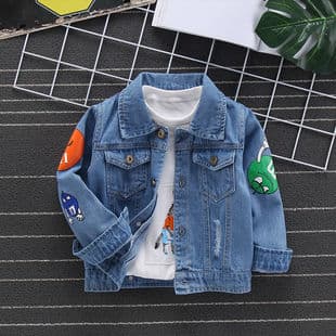 Kids' Boys' Denim Jacket 2023 Spring/Autumn New Style Kids' Boys' Denim Top Baby Trendy Jacket Cool