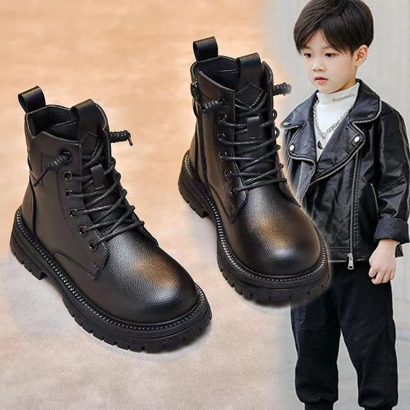 Boys' Martin boots 2025 autumn and winter new children's boots boys' black short boots foreign style children's catwalk boots