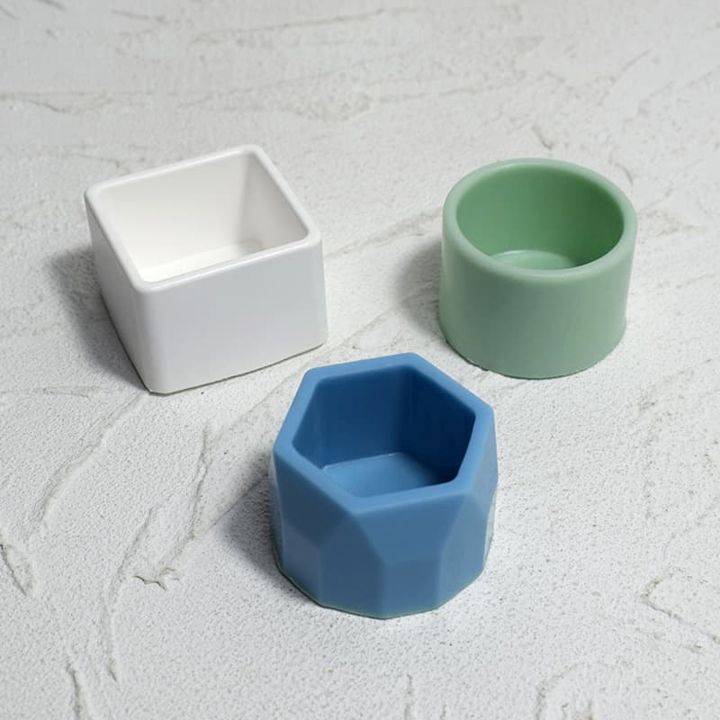 Round storage box glue mold hexagonal desktop potted ornaments gypsum cement succulent flowerpot silicone mold