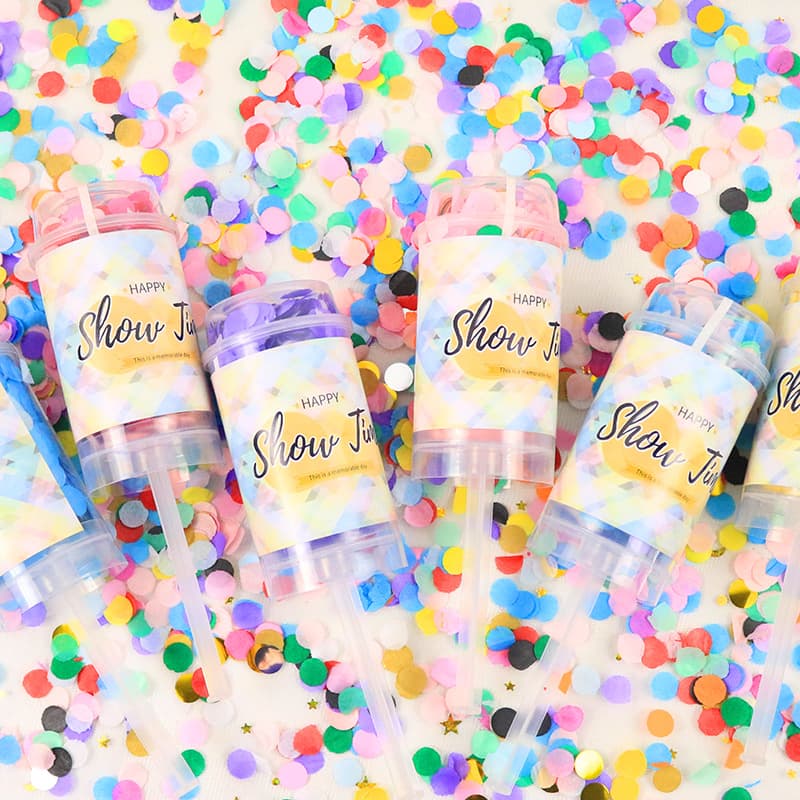 New Push-Pop Confetti with Colorful Paper Shreds Spray Tube for Wedding and Birthday Party Atmosphere, Handheld Mini Push Tube