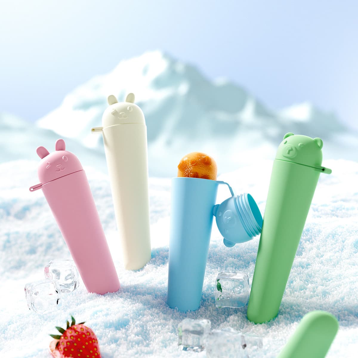 Wholesale Silicone Food-Grade Ice Pop Mold, Cute Cartoon Animal Shape, Summer Ice Cream Mold