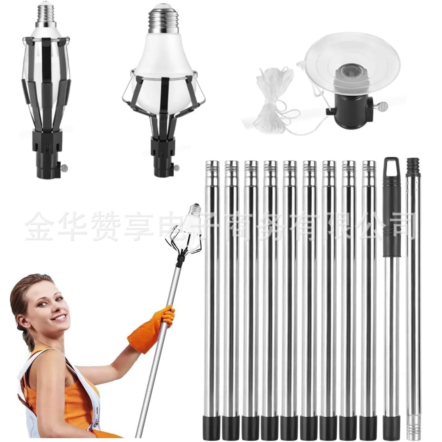 Cross-Border New Product Large, Medium, and Small Bulb Changer with Extendable Ladder-Free Lamp Remover and High-Altitude Bulb Replacement Tool
