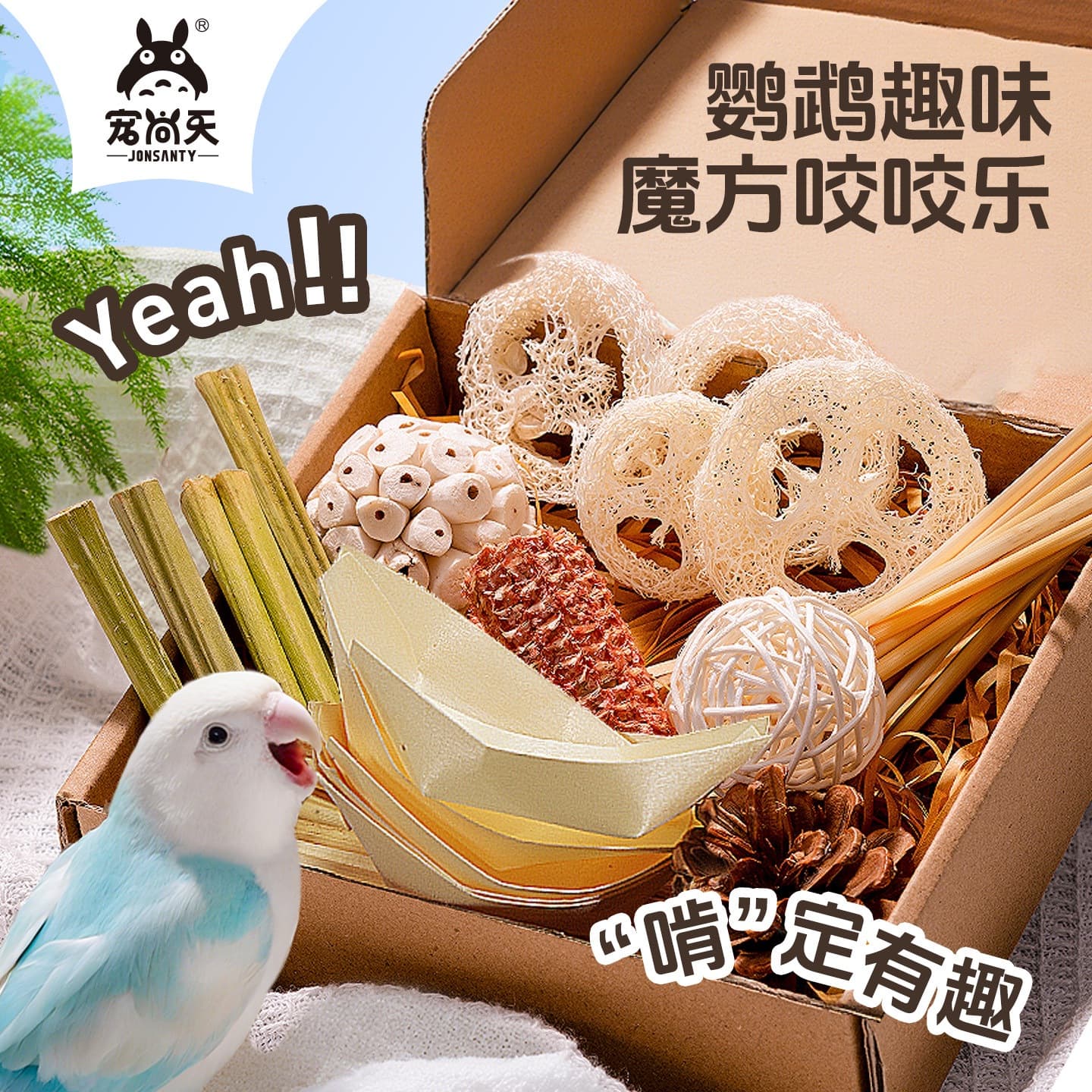 Chongshangtian Parrot Rattan Ball Chewing Toy Foraging Training Companion Teething Interactive Cockatiel Budgie Bird Supplies