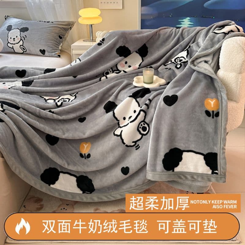 Milk Fleece Blanket for Nap, Office Thin Air-Condition Cover, Single Rest Flannel Sofa Small Quilt, Bed Use