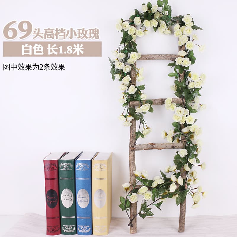 Artificial Rose Vine Wall Hanging Silk Flowers 45 Heads Decorative Sakura Vine Fake Flowers Ceiling Hanging Artificial Plant Vine