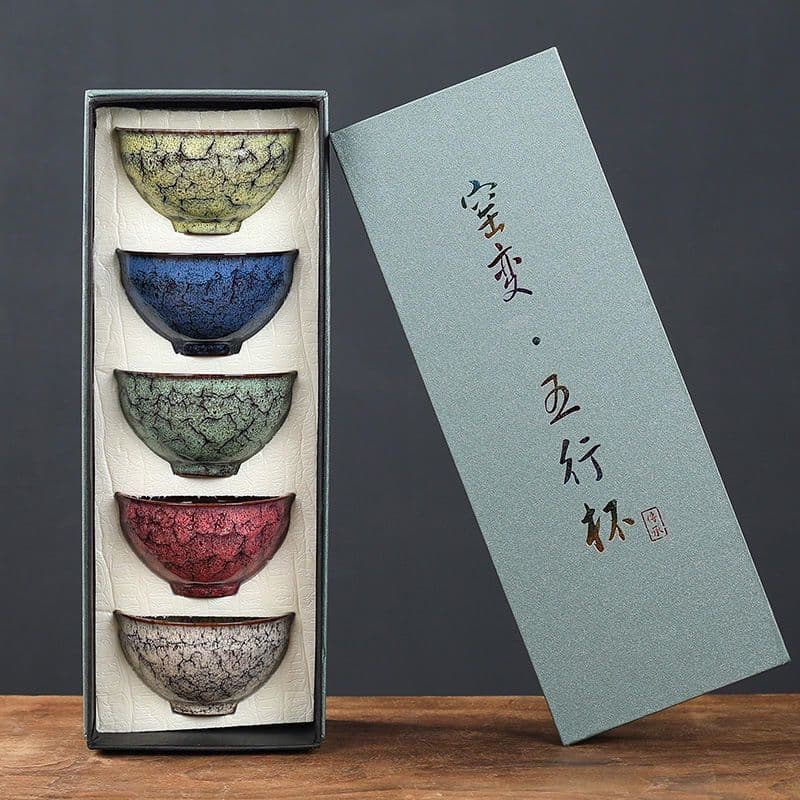 Kiln Transformation Five Elements Cup Tea Cup Tea Bowl Master Cup Ceramic Large Size Tea Tasting Cup Kung Fu Tea Set Wholesale Logo Gift