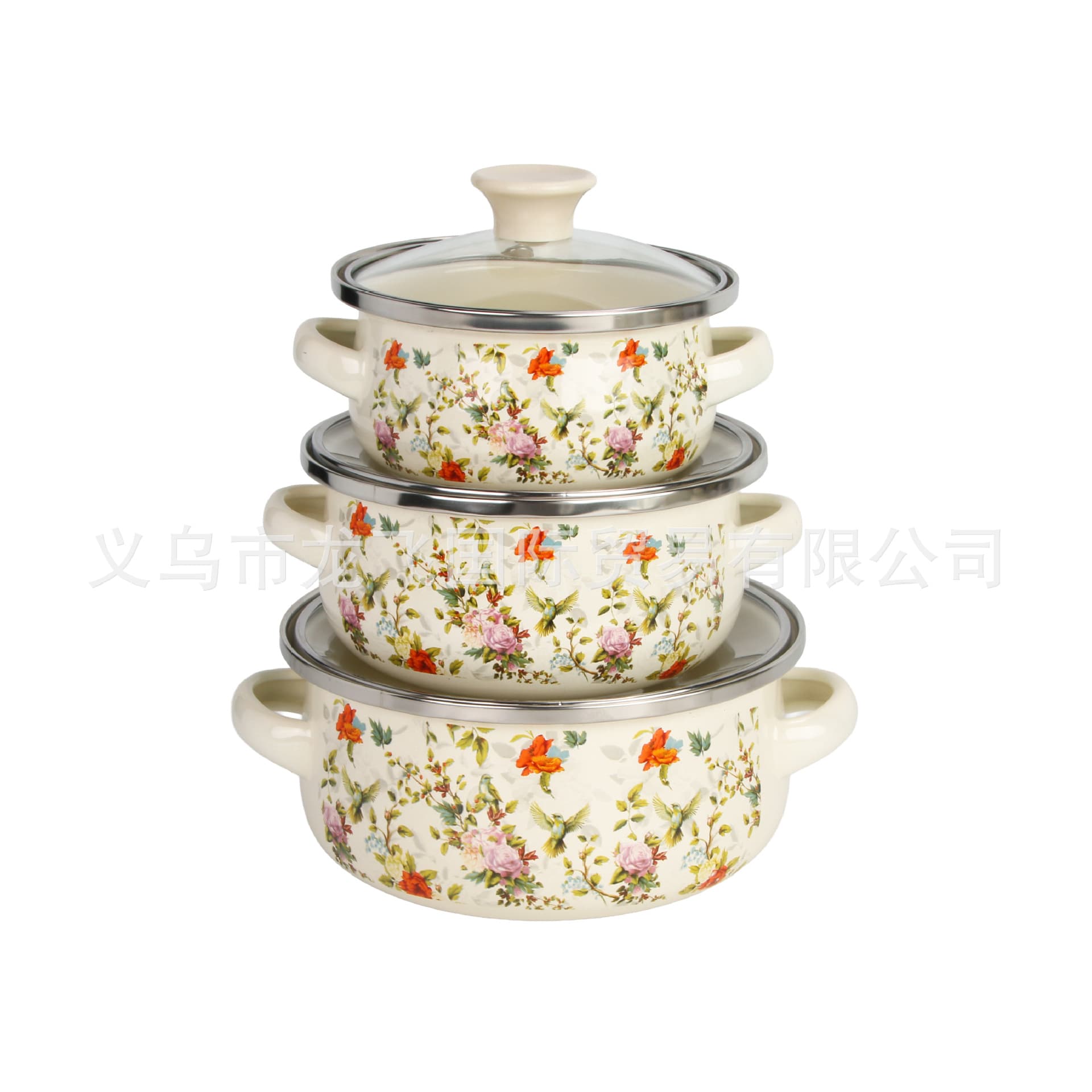 Foreign trade 12-14-16CM Phnom Penh set enamel pot 601DG mini three-piece set induction cooker gas stove universal