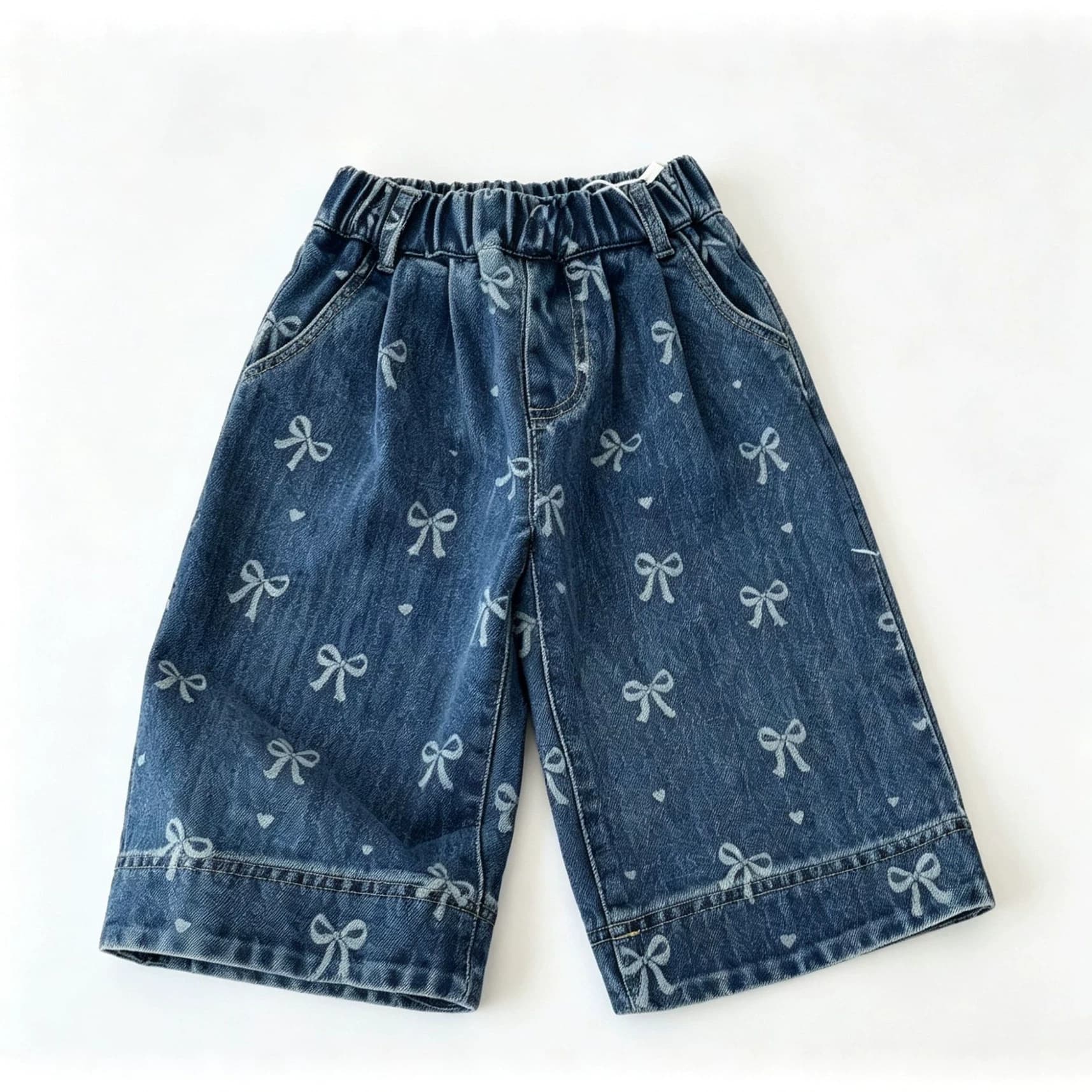 Girls Jeans Spring Autumn New Fashion 2026 Baby Butterfly Knot Straight Leg Pants Children Autumn Pants