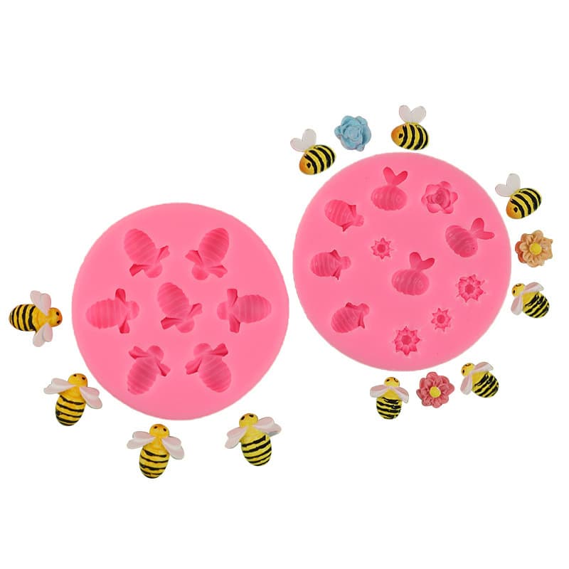 Bee Flower Silicone Flip Candy Mold Cake Chocolate Decoration Handmade Soap Aromatherapy Plaster Mold