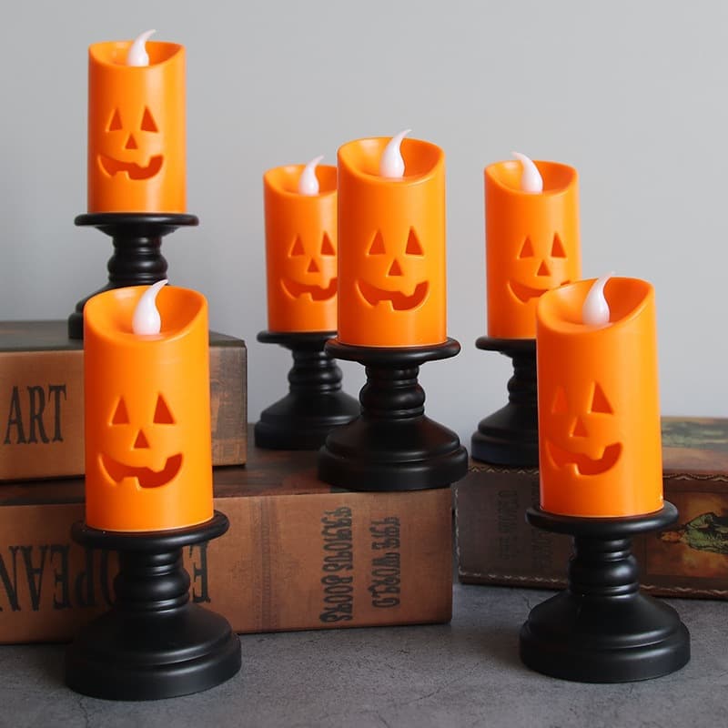 Halloween Decorative Candle Holder Pumpkin Light New LED Electronic Candle Lamp Creative Ornament Night Light Prop Decoration