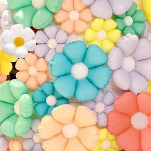 Korean-style Daisy Aluminum Film Balloon, White Smiley Daisy Foil Balloon, Birthday Photo Prop Frangipani Balloon