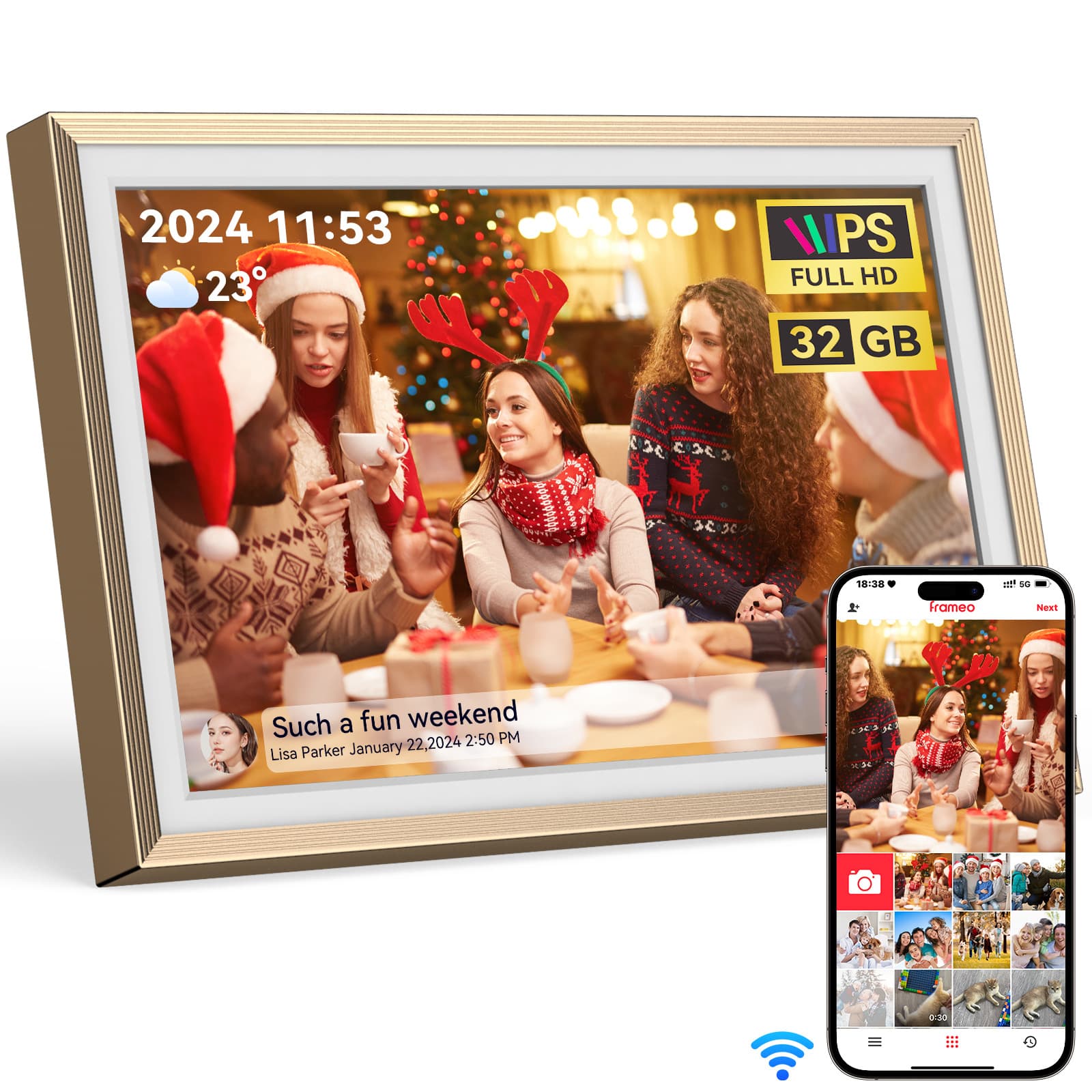 New 10.1-inch Uhale Ultra-thin Border Cloud Photo Frame WiFi Picture Transfer Auto Rotation IPS Touch Screen 32GB Memory