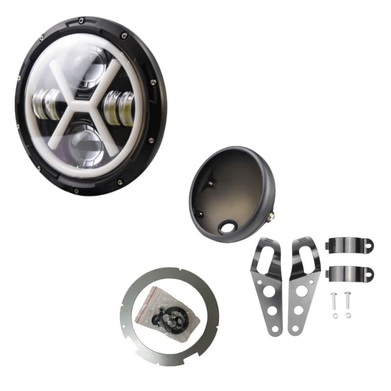 Cross-border factory direct sale, compatible with Harley Davidson 7-inch LED headlight, motorcycle modification light and housing integrated set