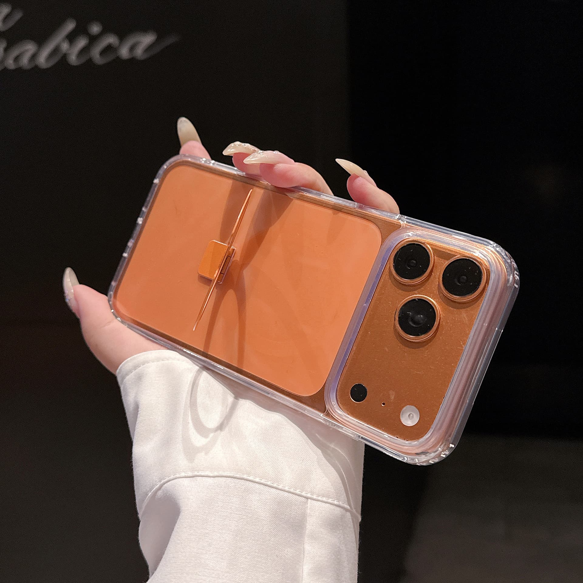 Compatible with iPhone 17 Pro Max Case Transparent Magnetic Stand Acrylic iPhone 16 Anti-Drop Protective Cover