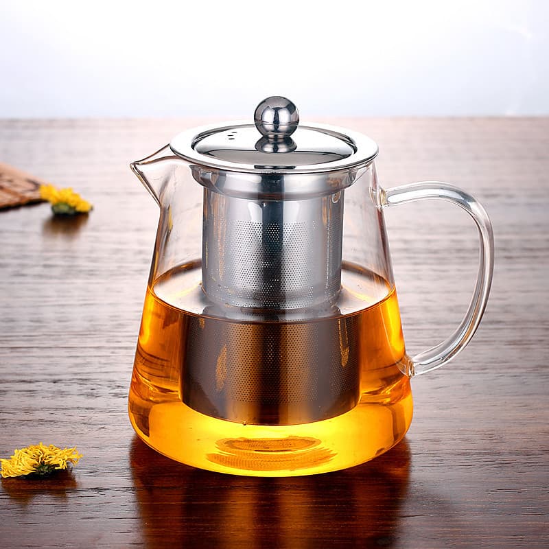 Glass teapot with tea-water separation, thickened heat-resistant glass flower teapot, stainless steel filter teapot tea set
