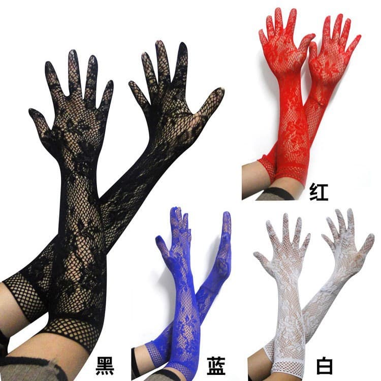 Sexy Transparent Lace Elastic Gloves Bride Long Sleeve Gloves Etiquette Gloves Sexy Lace Net w210