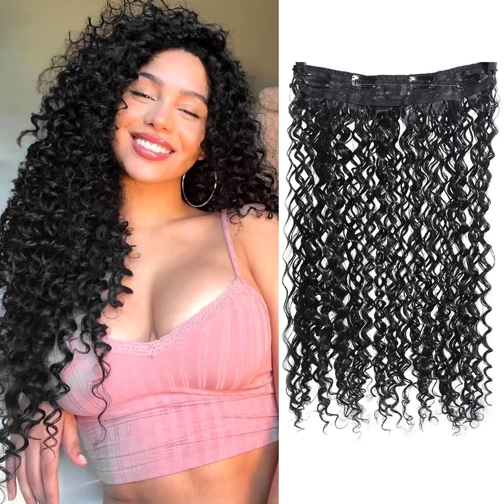 European and American foreign trade wig women's hair extension piece one-piece adjustment belt fluffy roll BB clip fishing line hair extension natural screw roll
