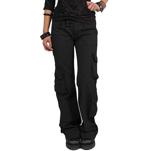 Women's Multi-Pocket Wide-Leg Loose Straight-Leg Long Pants, Solid Color Cargo Pants for Sports and Outdoor, Casual Sweatpants