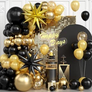 129 Pieces Cross-border Black Gold Latex Balloon Arch Set Explosion Star Birthday Party Graduation Balloon Decoration Set