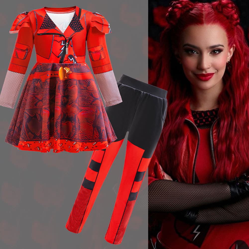 Girls' Christmas Cosplay Dress, Party Stage Dress, Amazon Descendants 4 Rise of the Queen of Hearts