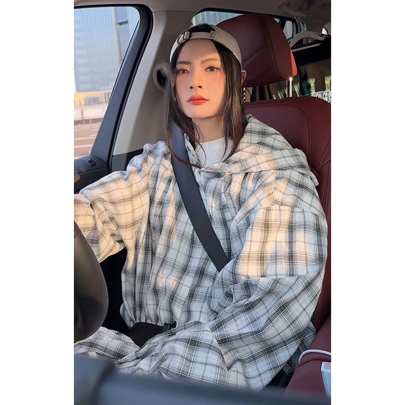 Plaid Plus Size Lightweight Comfortable Casual Sun Protection Shirt Jacket Unisex Shirt Jacket Douyin Hot-Selling Wholesale Export