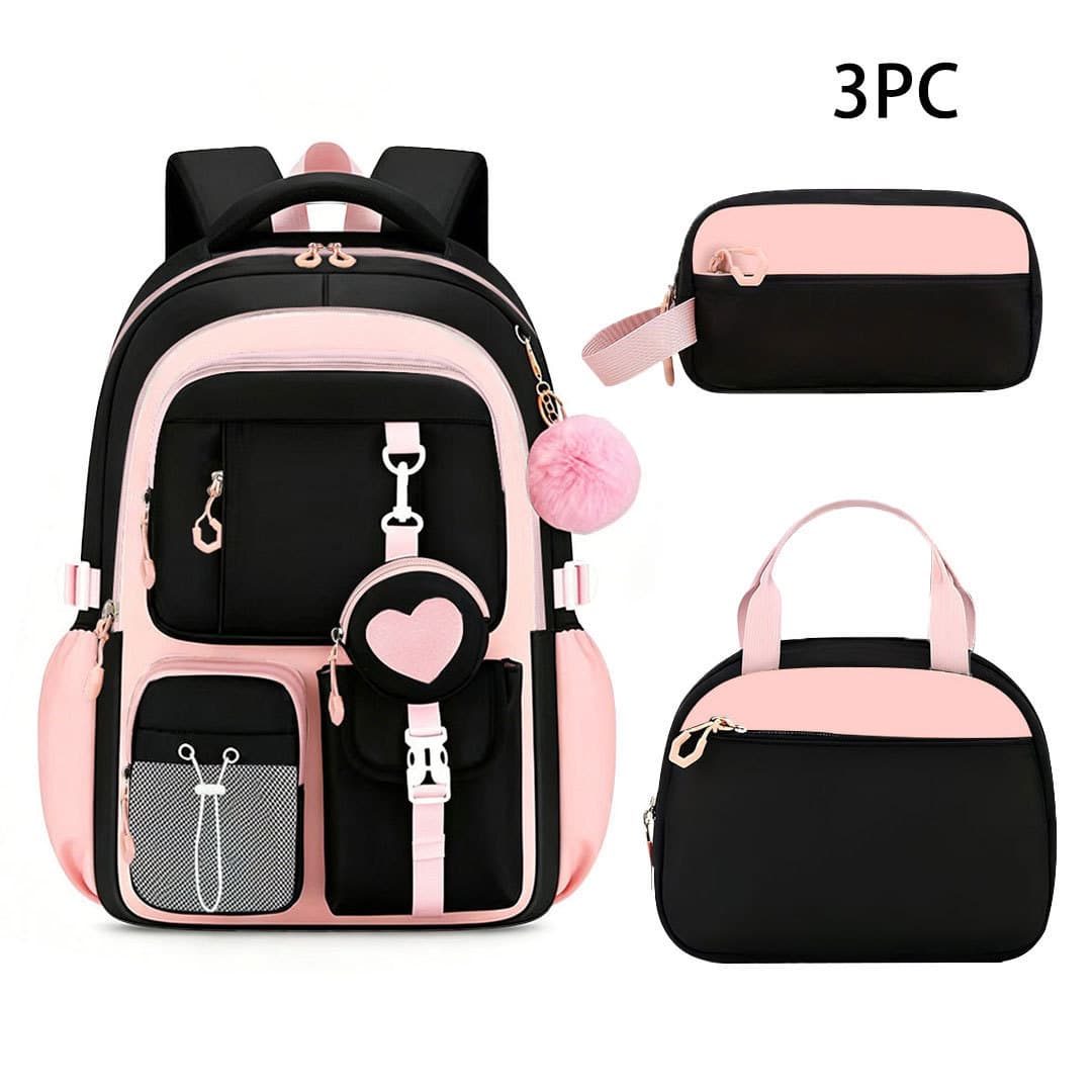 New Cross-border Elementary School Backpack, Spine Protection, Lightweight, Large Capacity, Cute Double Shoulder Bag for Junior High and High School Girls