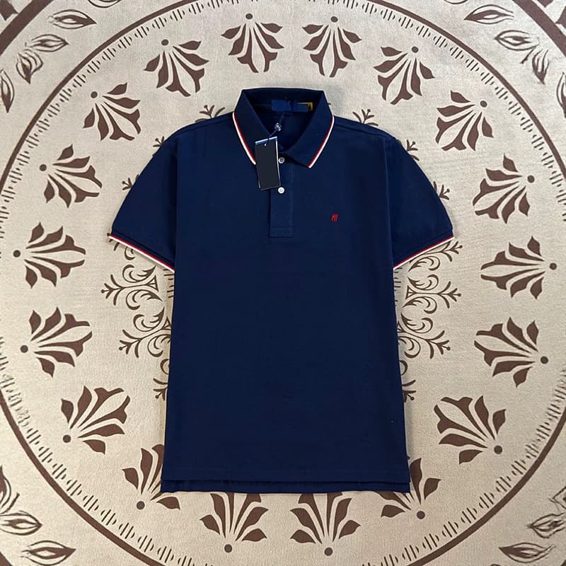 RL Ralph Lauren Small Pony Logo Classic Short Sleeve Polo Shirt for Men, Cotton Pique, Embroidered, Contrast Collar, Business Casual