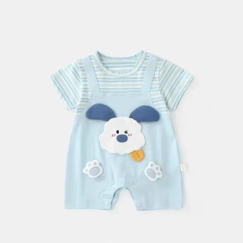 Baby Thin Short-Sleeve Bodysuit 2026 Summer New Arrival Infant Casual Cute Faux Two-Piece Onesie Trendy