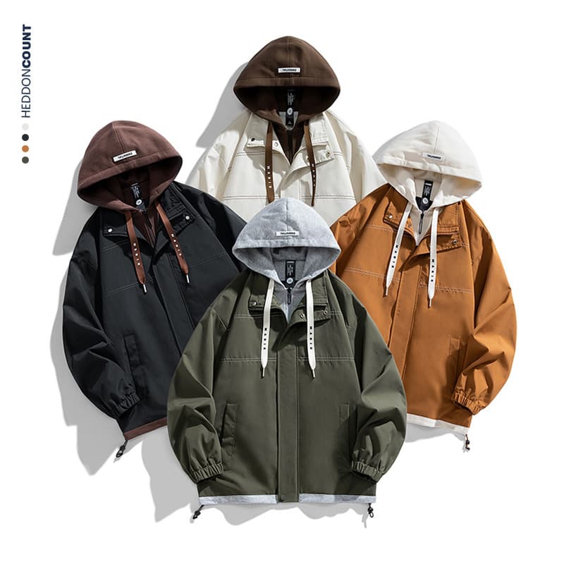 Windbreaker Men Mountain Style 2025 Autumn New Outdoor Windproof Sports Couple Color Block Trendy Brand Hooded Trench Coat Jacket