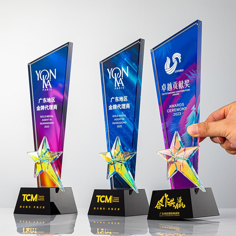 Crystal Trophy Custom Creative High-End Five-Pointed Star Trophy Annual Meeting Outstanding Employee Souvenir Award Gift