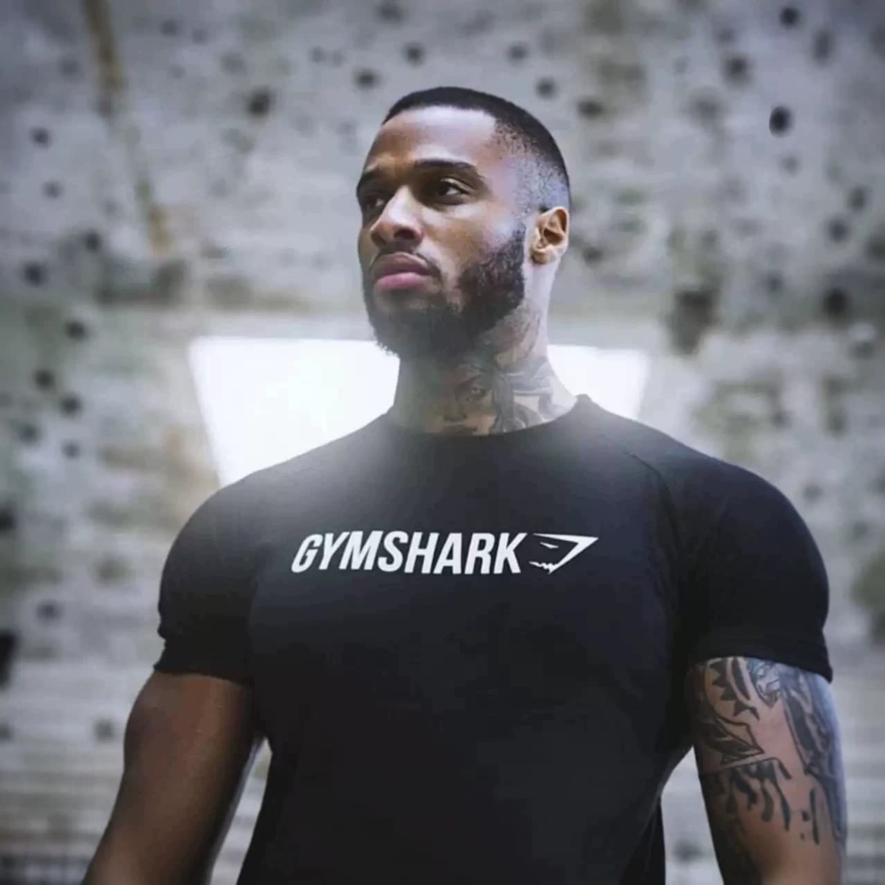 GYMSHARK Men's Workout Fitness Quick Dry Breathable Elastic Slim Fit Short Sleeve T-Shirt Casual Running Top