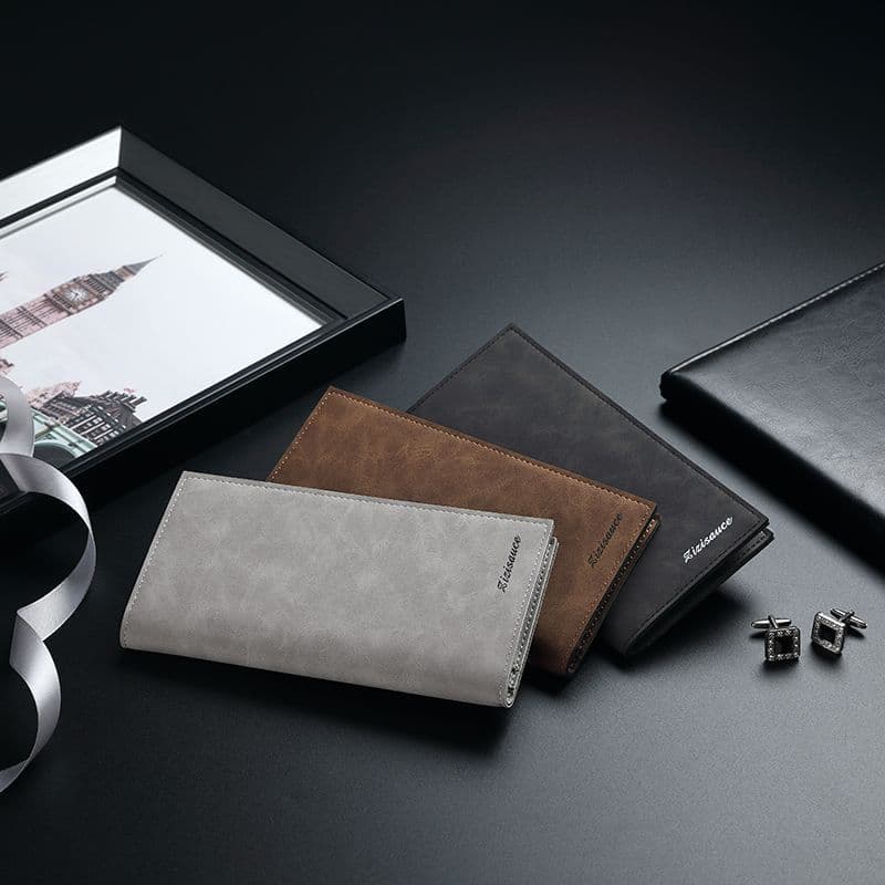 Men's wallet long ultra-thin youth multi-card slot casual wallet card bag new trendy student all-in-one retro wallet