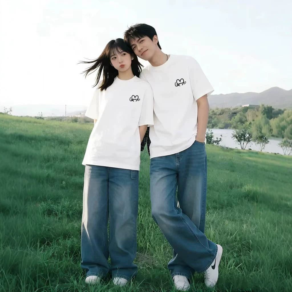High-quality special Internet celebrity couple T-shirt women's 2026 new summer short-sleeved niche pure cotton summer clothes