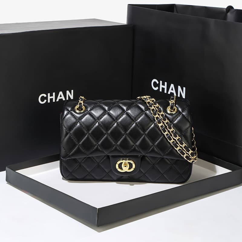 New Double-Ring DIY Diamond-Pattern Chain Bag with Leather Strap, Premium Fashion Trendy Luxury Lambskin Texture Women's Shoulder Crossbody